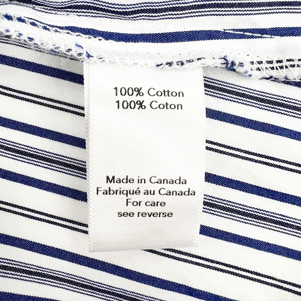 Ronny Kobo XS Striped Oversized Button Down Shirt Blue White Cotton Canada - Picture 6 of 6